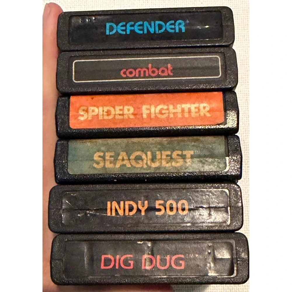 Atari 2600 Game Cartridge Lot Dig Dug Indy 500 Seaquest Spider Fighter 6 Games